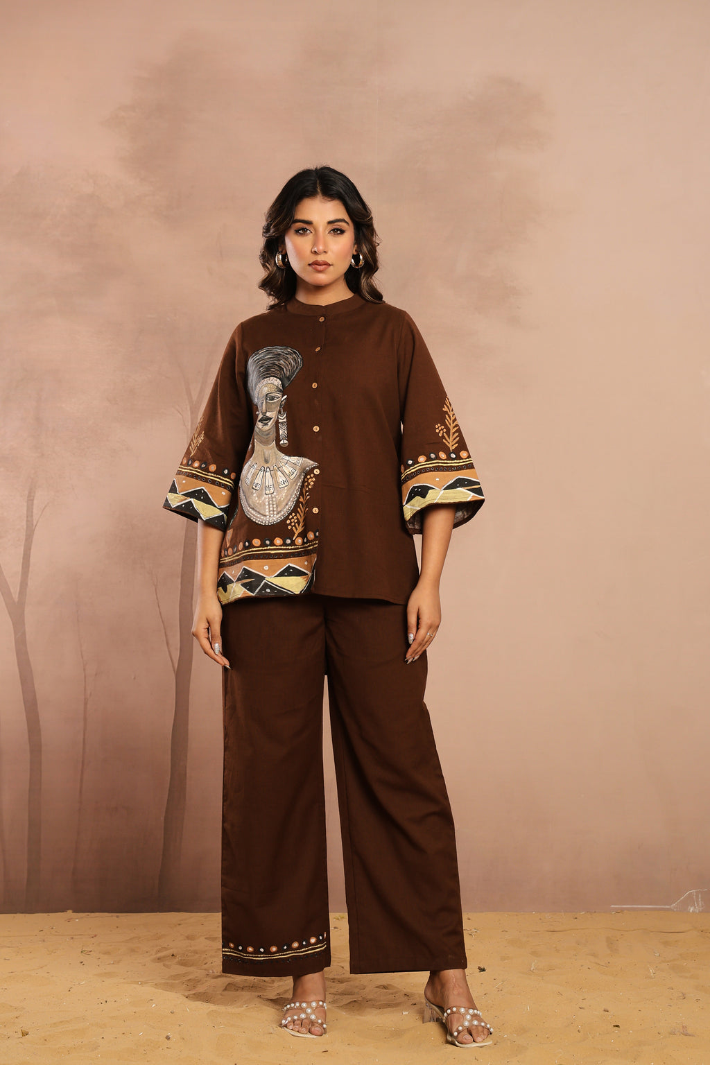 Kesar-2, Hand-Painted Tribal Cotton Co-Ord Set