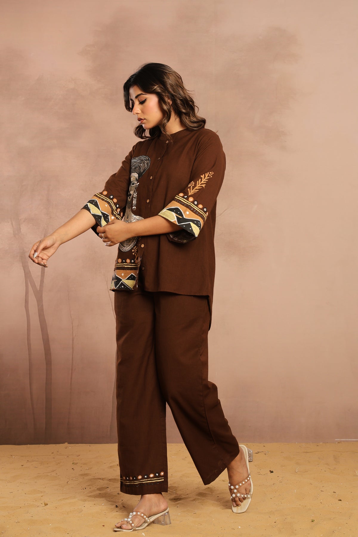 Kesar-2, Hand-Painted Tribal Cotton Co-Ord Set