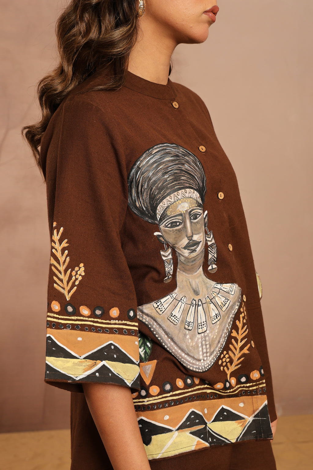 Kesar-2, Hand-Painted Tribal Cotton Co-Ord Set