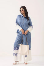 Kesar-3, Hand-Painted Blue Denim Co-Ord Set
