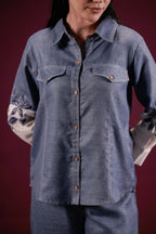 Kesar-3, Hand-Painted Blue Denim Co-Ord Set