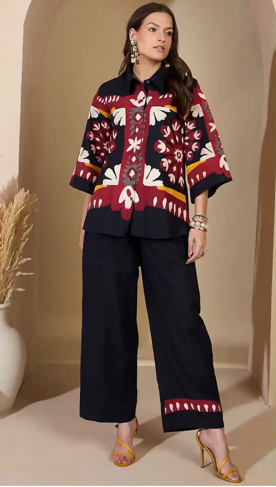Kesar-1, Hand-Painted Floral Cotton Co-Ord Set