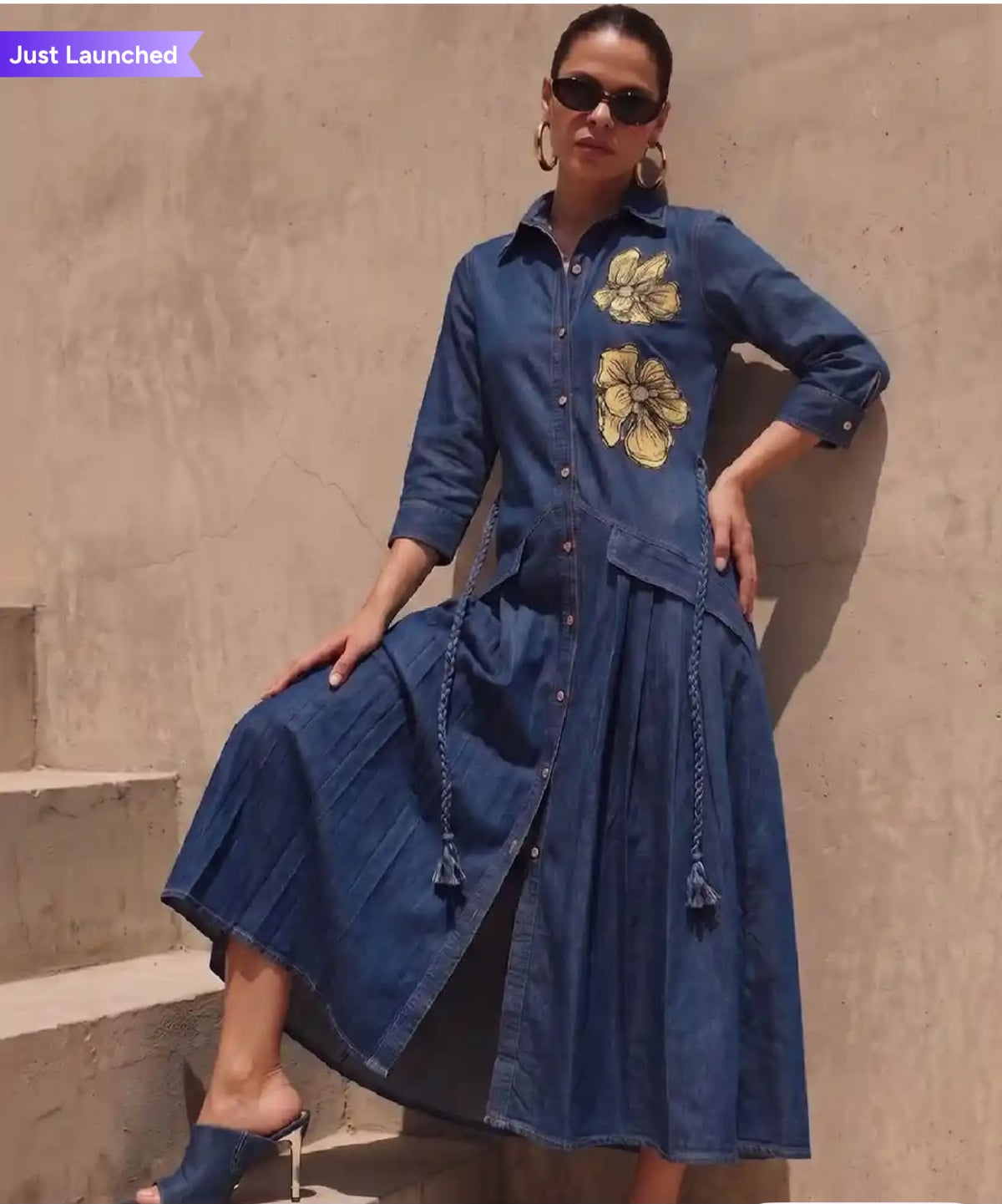 Kusum-3, Pure Blue denim Shirt Dress