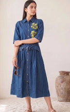 Kusum-3, Pure Blue denim Shirt Dress