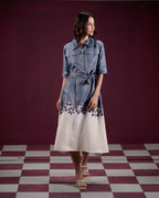 Kusum-2, Hand-Painted Cotton Blue denim Maxi Dress