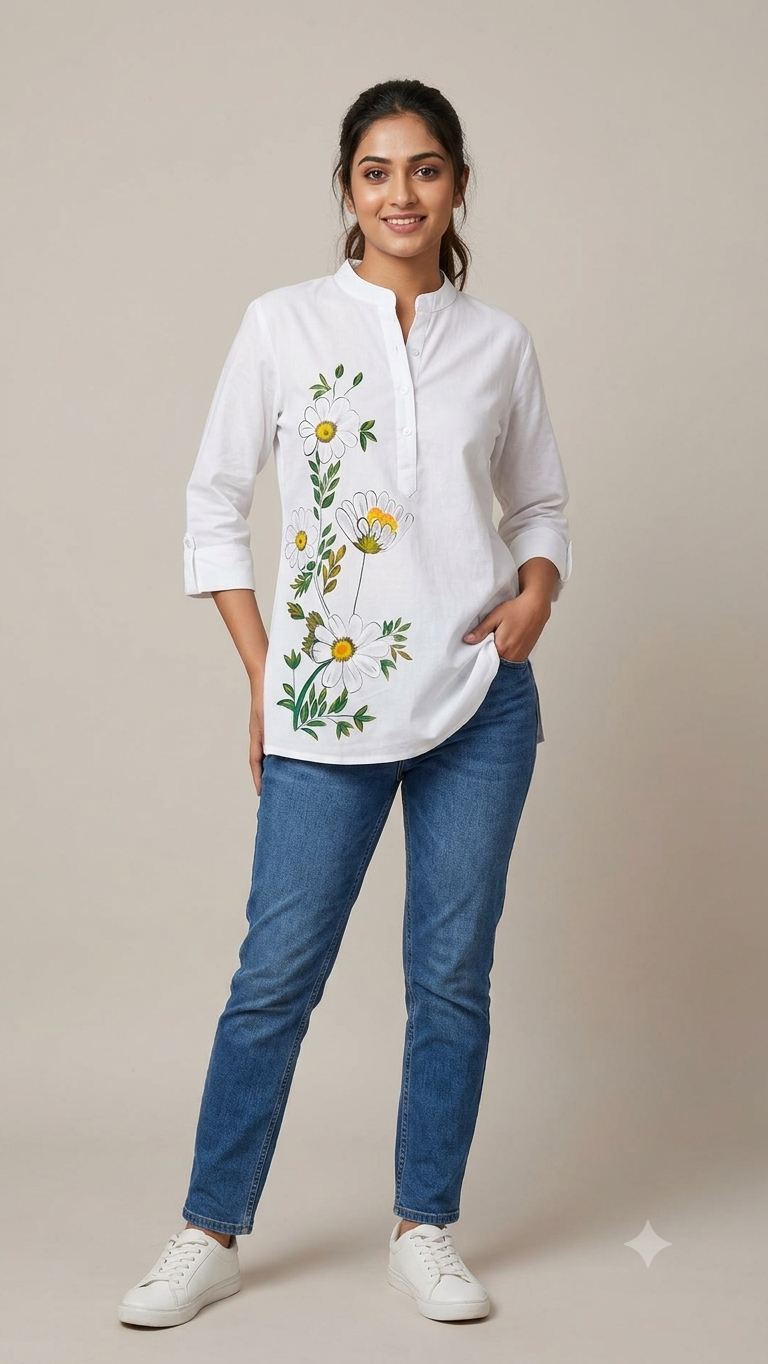 Kumudini-17, Hand-Painted Women's Short Kurti